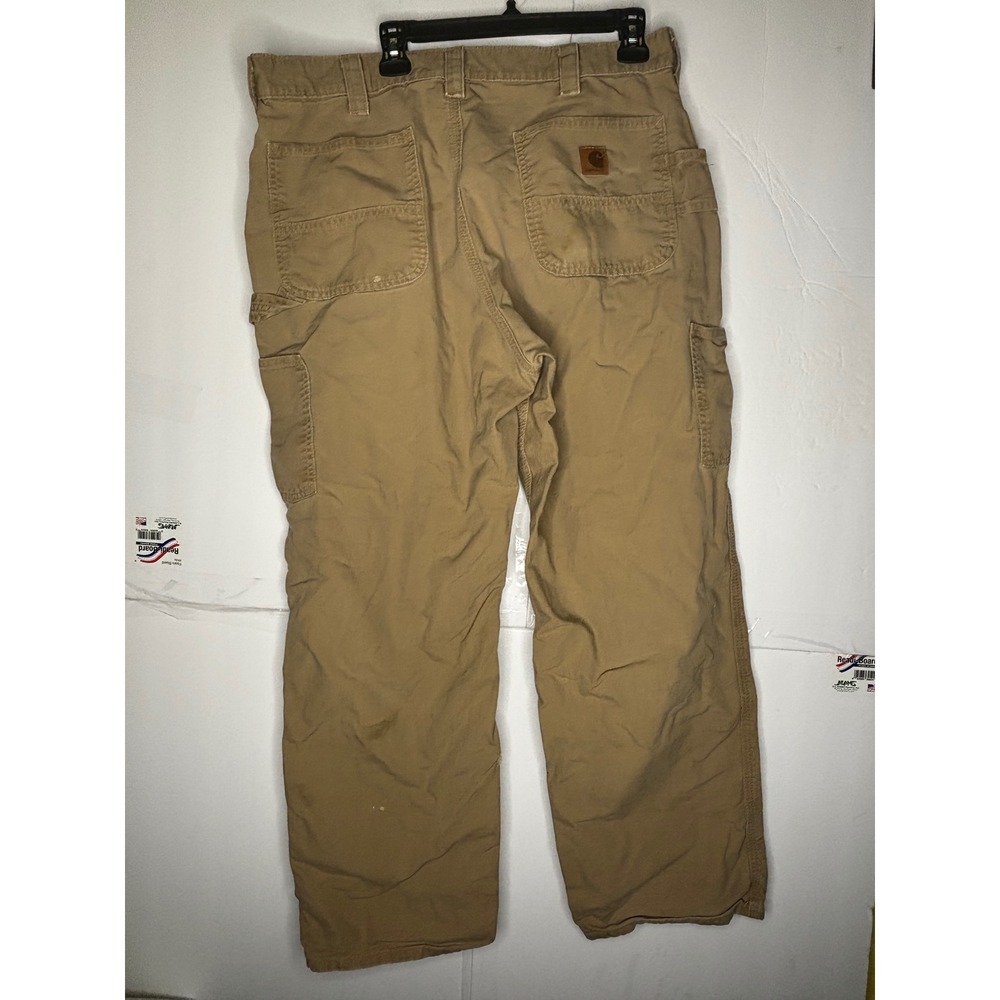 Carhartt B151 DKH Relaxed Fit Canvas Carpenter Work Khaki Mens 38x32 distressed